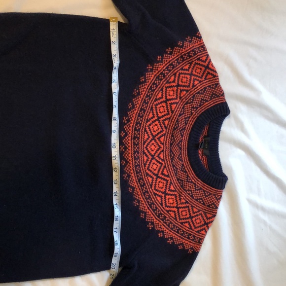 J Crew fair isle seater. Navy and red. The red is an orange-y red. - Picture 8 of 9
